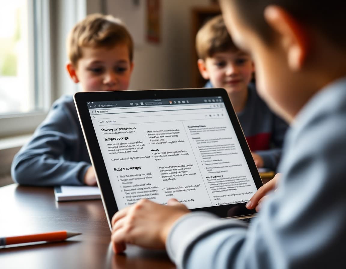 New York homeschool newsletter on a laptop showing quarterly IHIP documentation and subject coverage notes