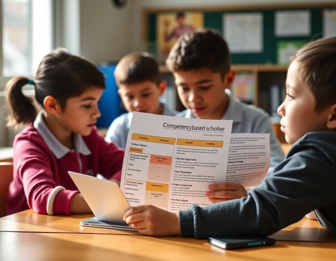 Competency-based school newsletter explaining mastery levels, progress reports, and proficiency expectations