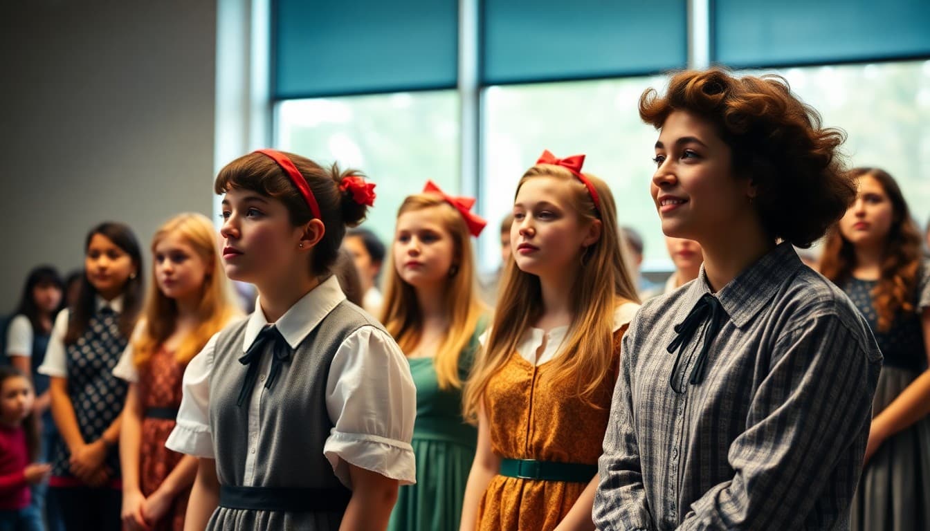 IB theatre students in costume during a full dress rehearsal for a school production
