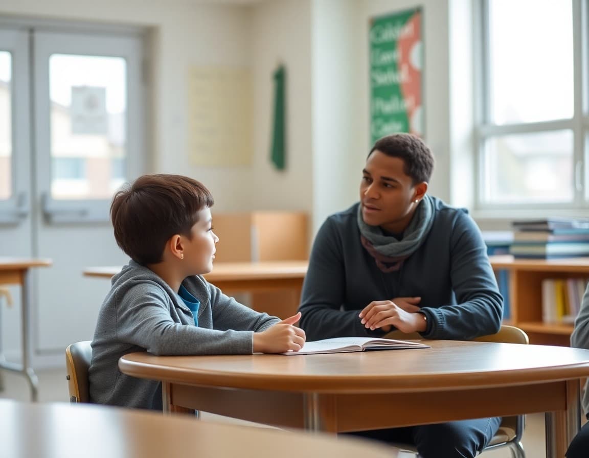 Parent meeting with a school counselor to discuss student support services