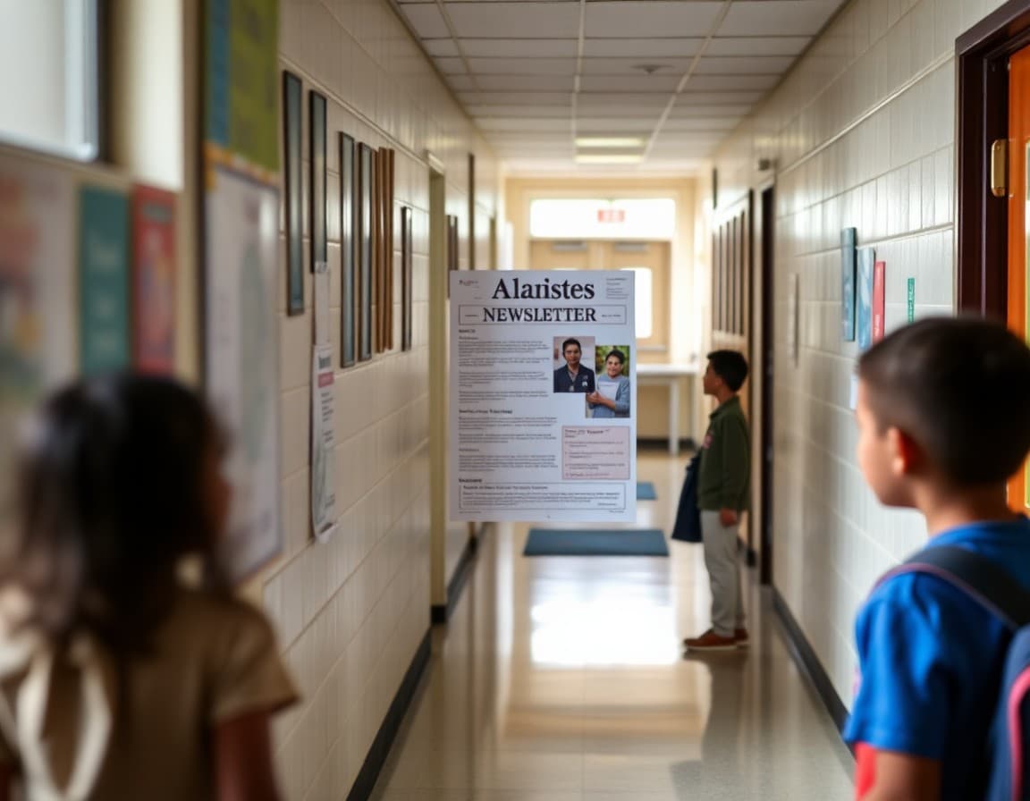 Newsletter posted on a bulletin board in a southwest Georgia Title I school hallway