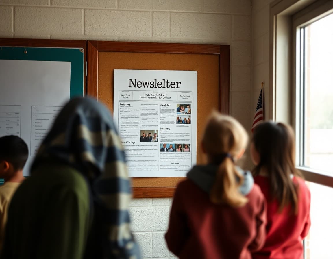 Newsletter on a bulletin board in a small downstate Illinois Title I school