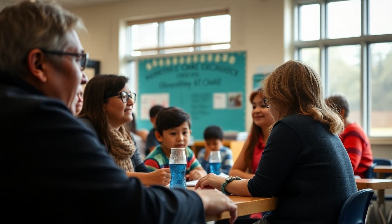 Kansas Title I school parents at a family engagement night in a Wichita elementary school