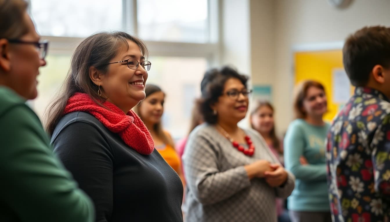 New Hampshire Title I school parents at a family engagement event in a Manchester elementary school