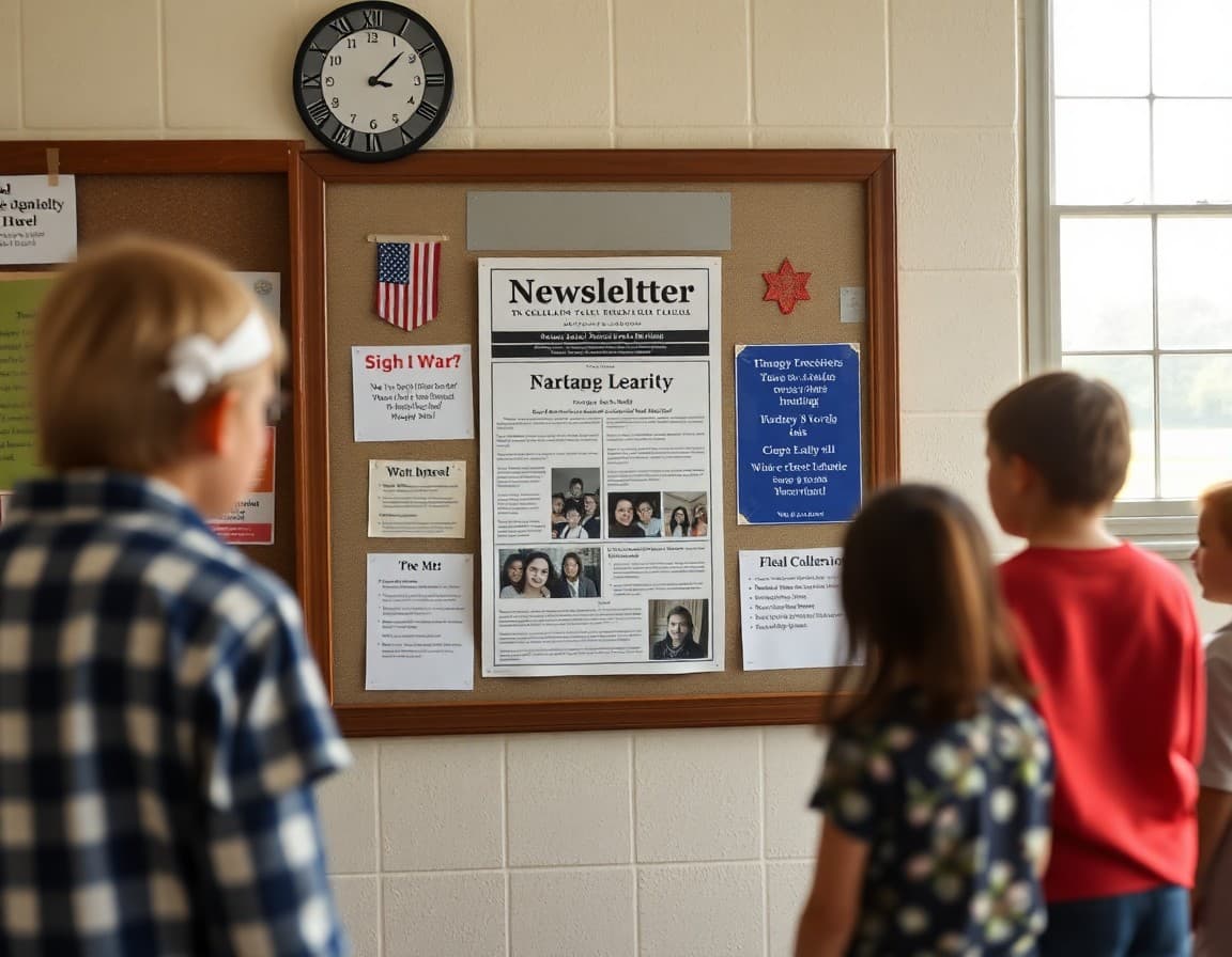 Newsletter on a bulletin board in a West Tennessee rural Title I school