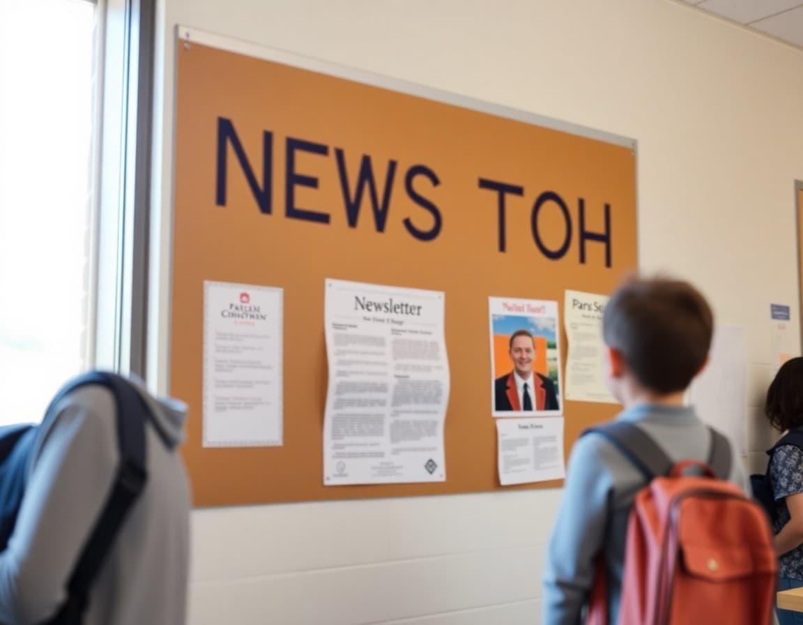 Newsletter on a bulletin board in a Utah San Juan County school near the Navajo Nation