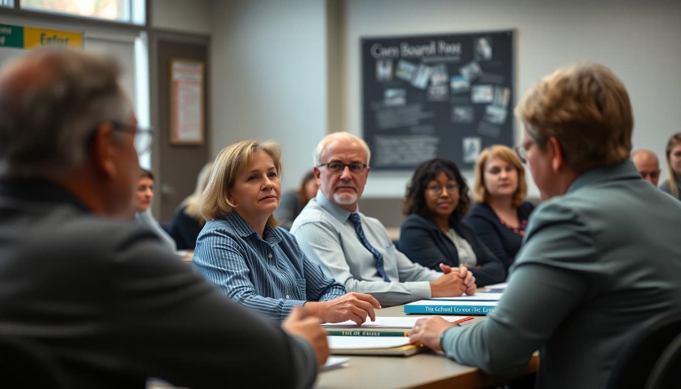 Maryland school board members at a public governance meeting with community members and staff present