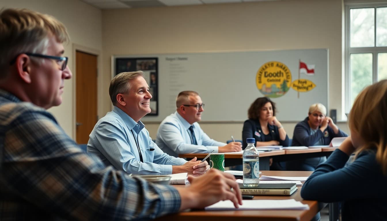 North Carolina school board members at a public governance meeting with community families present