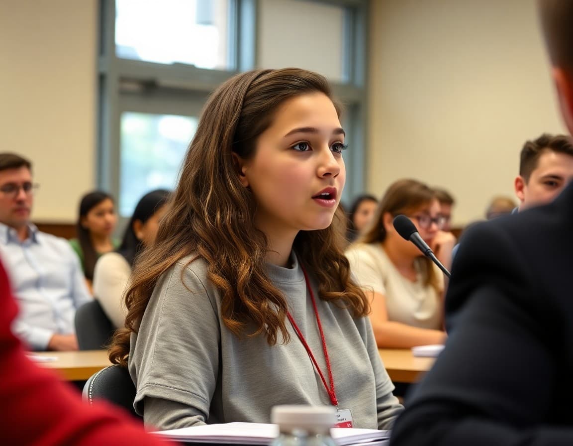 Student board representative speaking to the board and community at a public board meeting