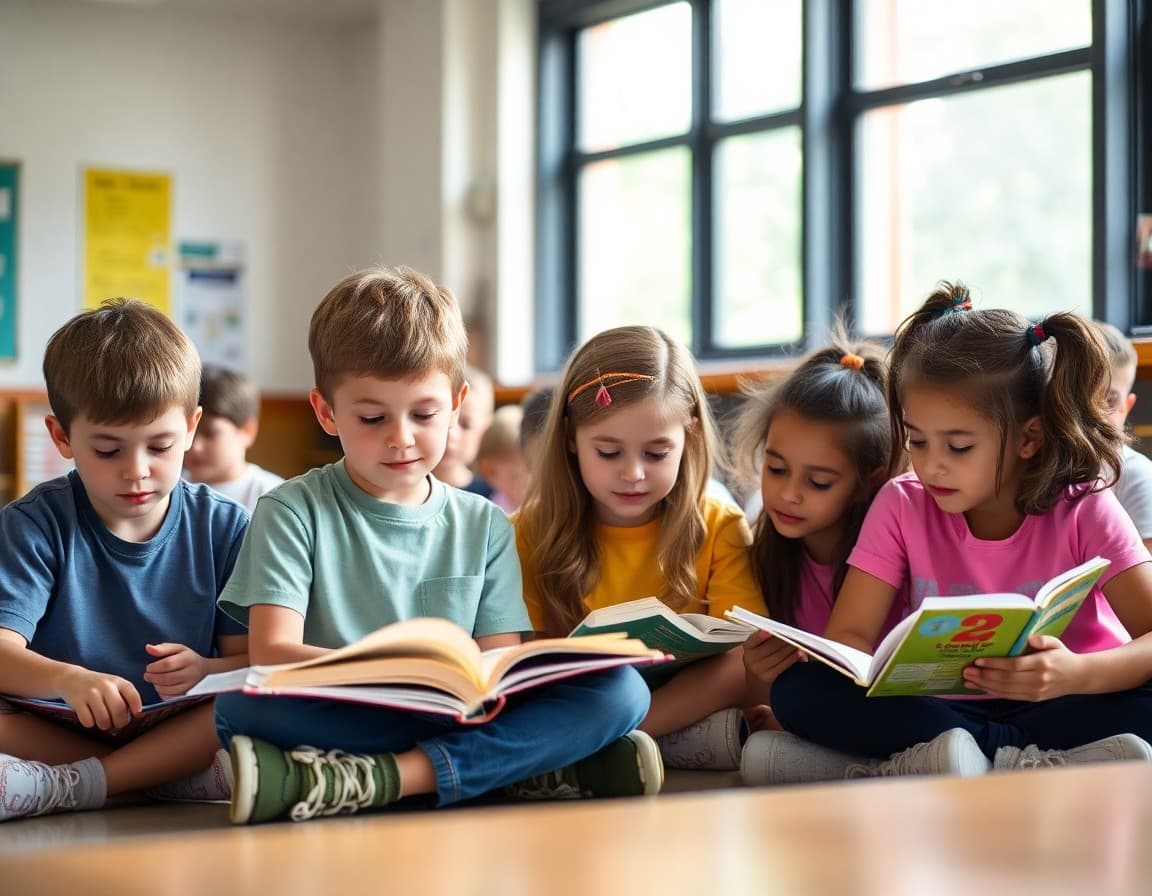 Students engaged in summer school reading and math enrichment program at school