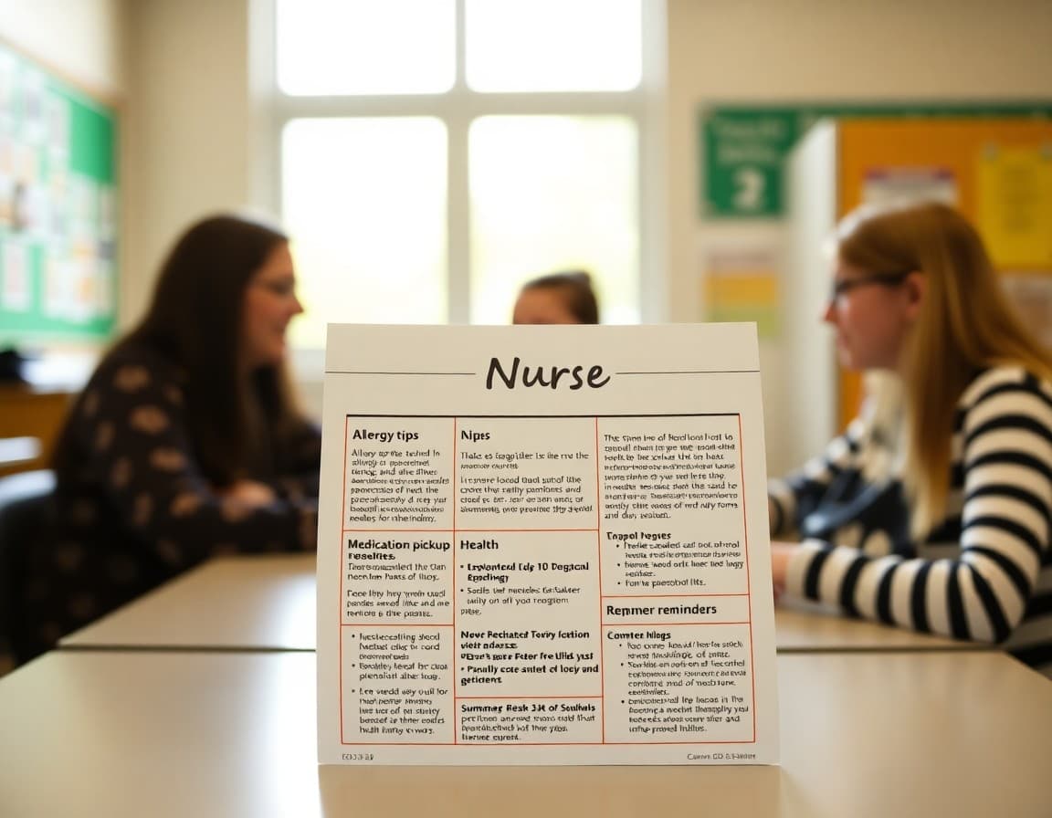 May school nurse newsletter with allergy tips, medication pickup info, and summer health reminders