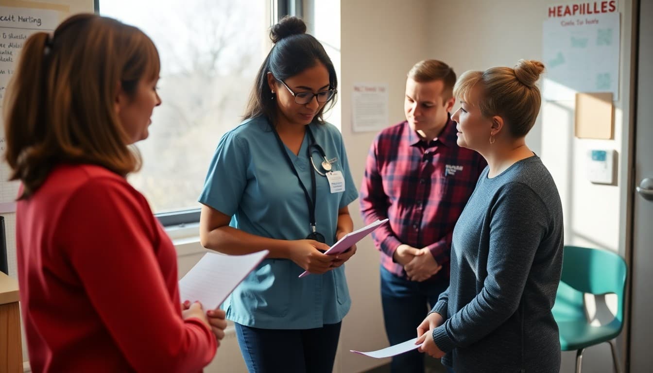 School nurse reviewing return-to-learn concussion protocol with a student and parent in health office