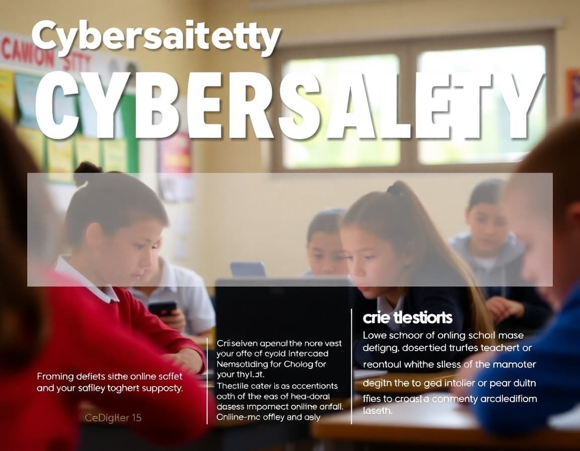 Cybersafety program newsletter template with online safety tips and family guidance sections
