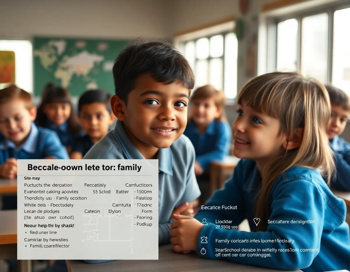 Evacuation site newsletter template with site map and family pickup instructions