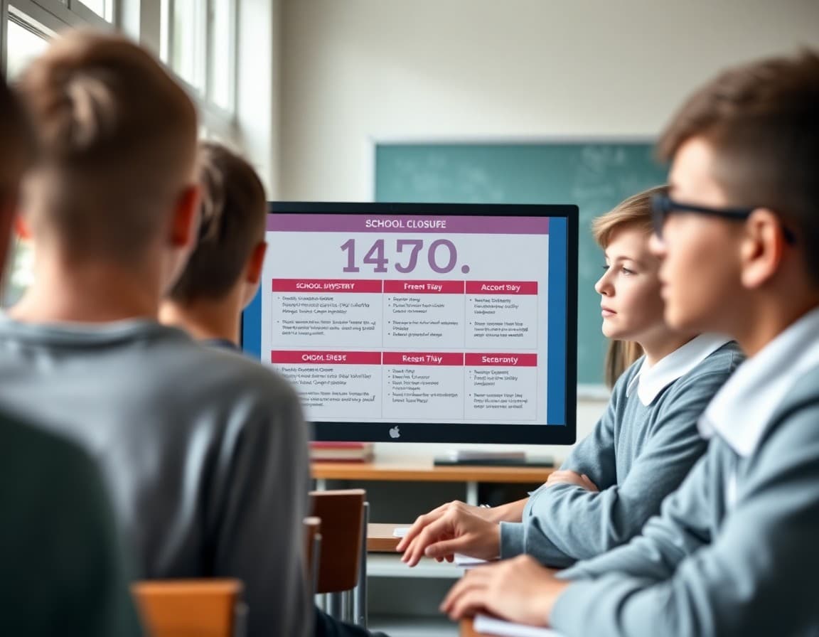 Flood school closure newsletter template displayed on a school communication dashboard
