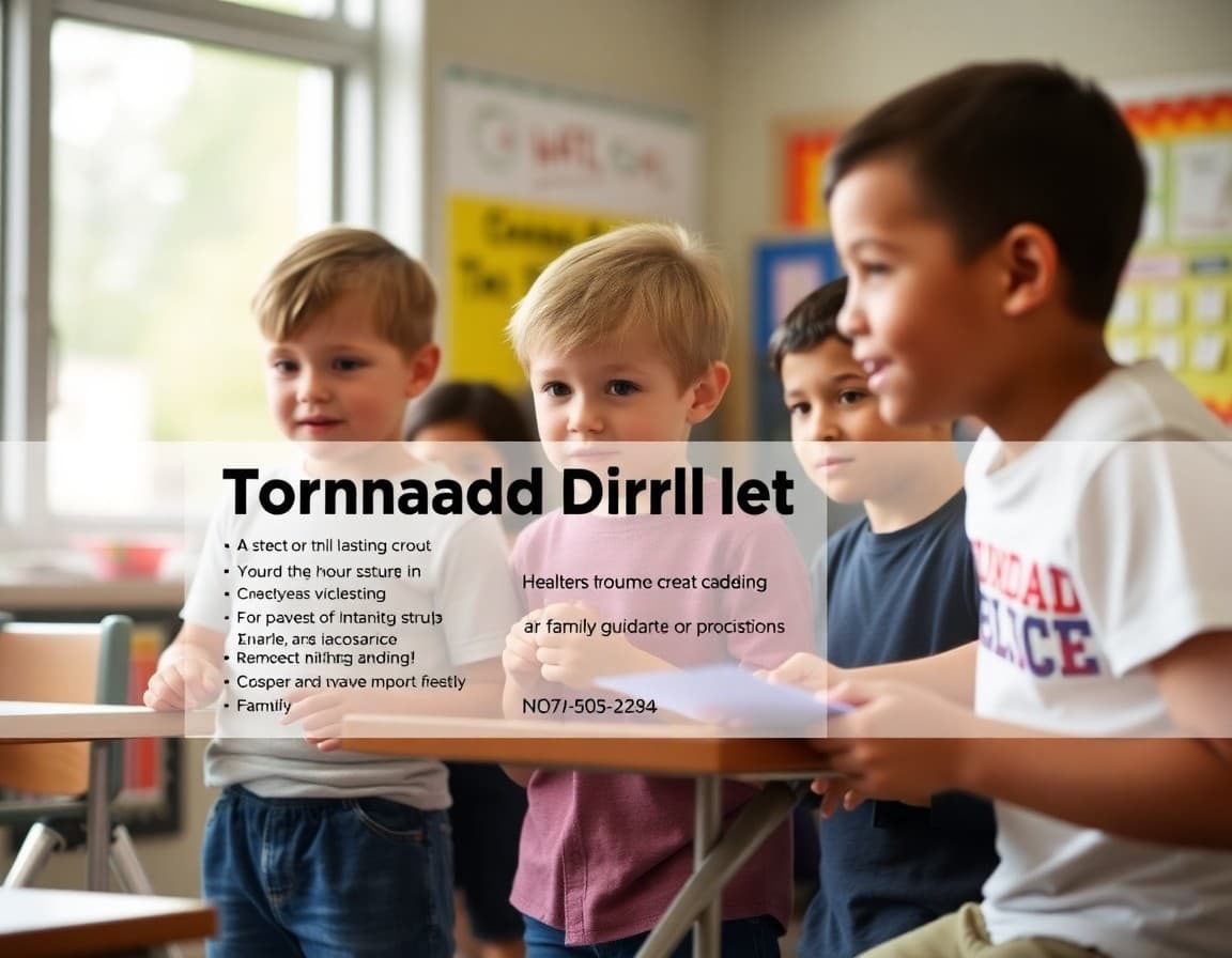 Tornado drill recap school newsletter template with shelter procedures and family guidance