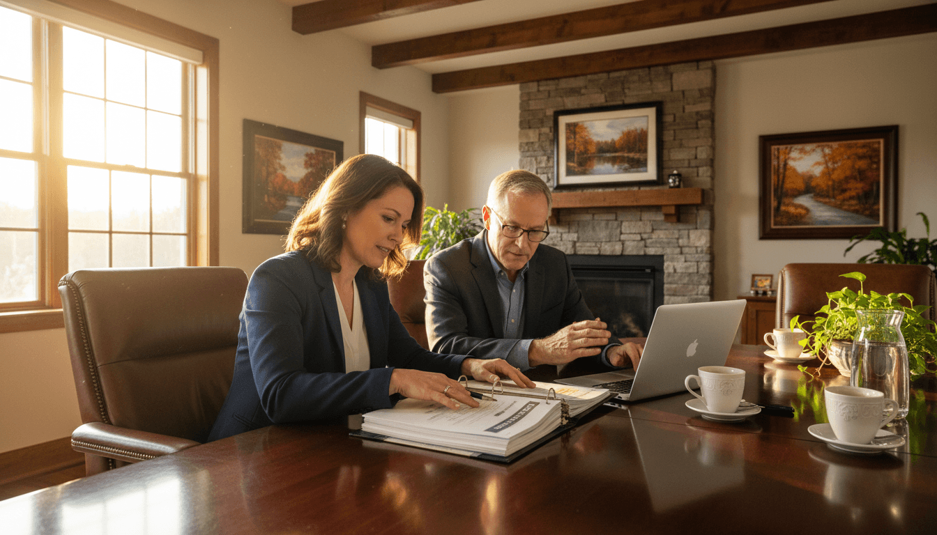 Connecticut school district CFO at a conference table reviewing the annual budget with the leadership team