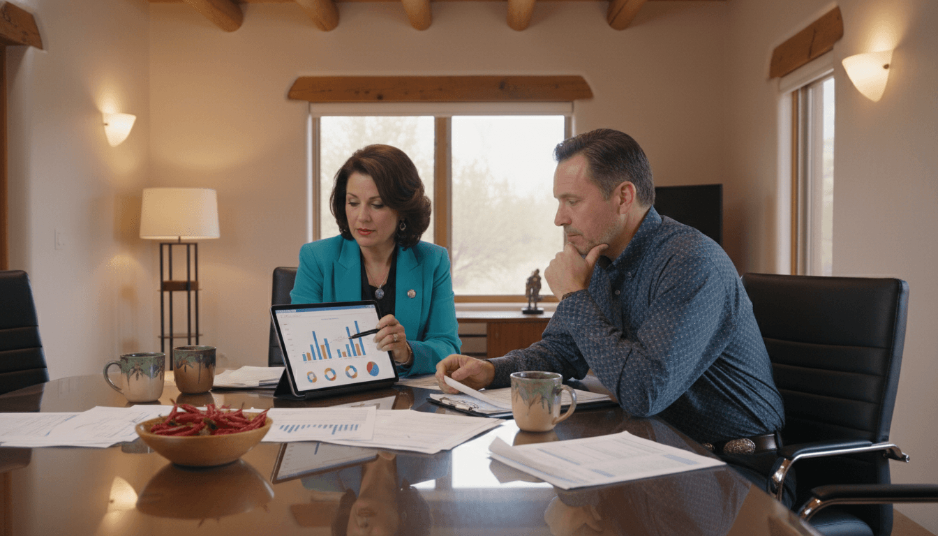 New Mexico elementary teachers reviewing NM-MSSA score reports at a meeting table
