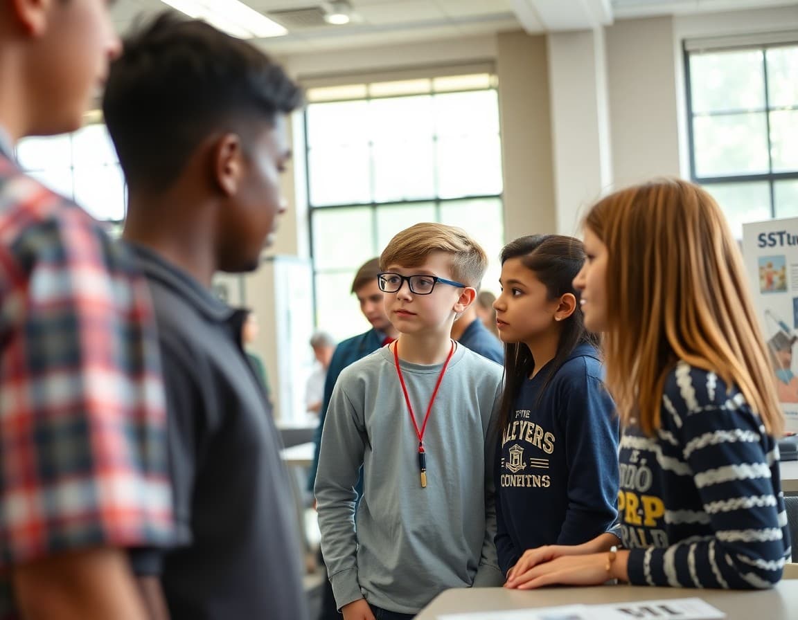 Students at Alabama STEM fair presenting engineering projects to judges and families