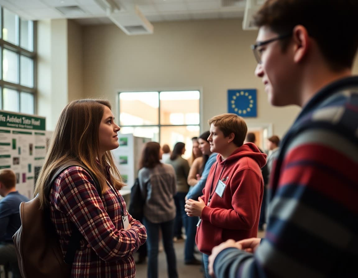 Kentucky high school students presenting science research projects at a regional fair