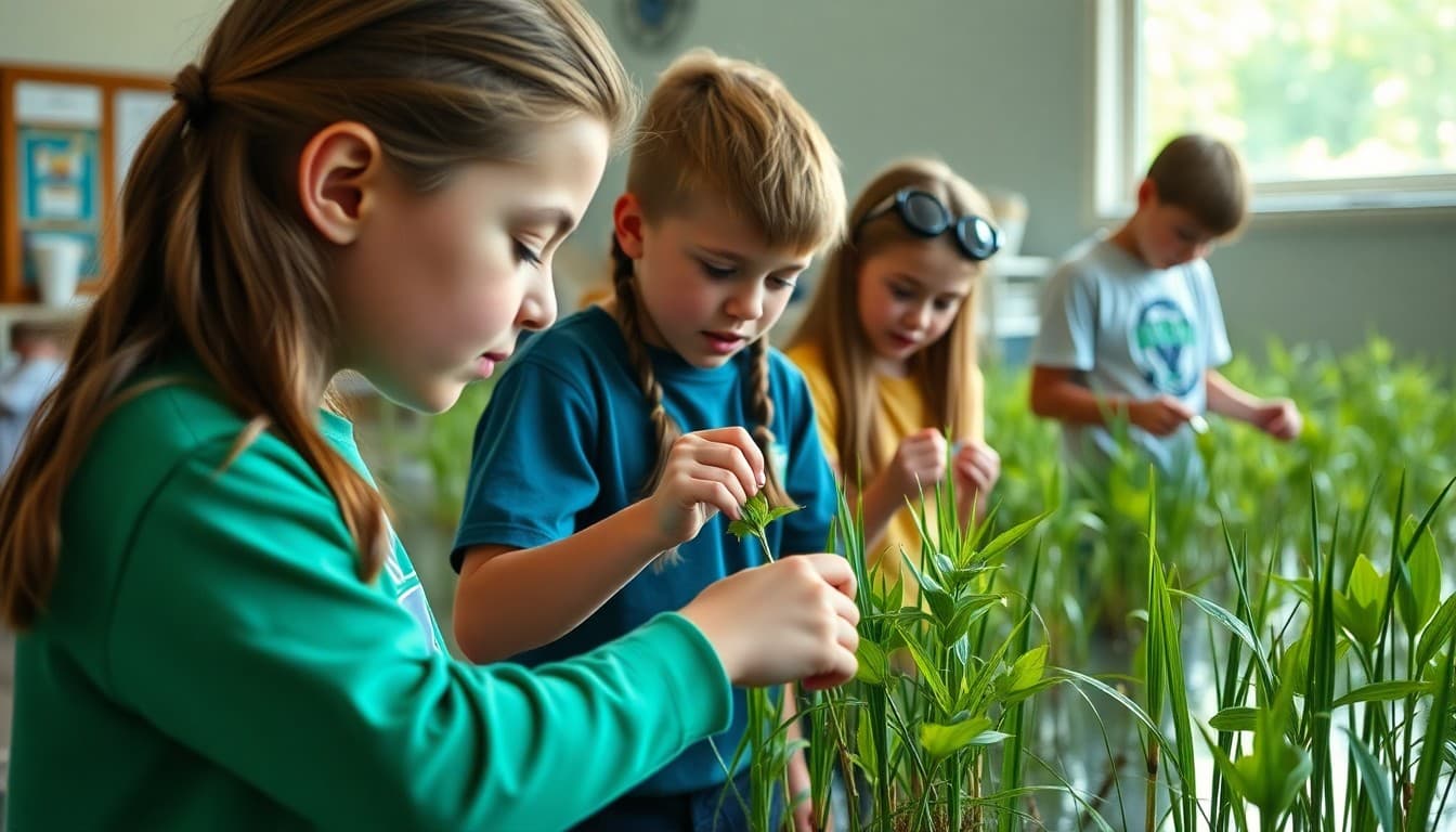 Louisiana students conducting wetland ecology research at a school coastal science program