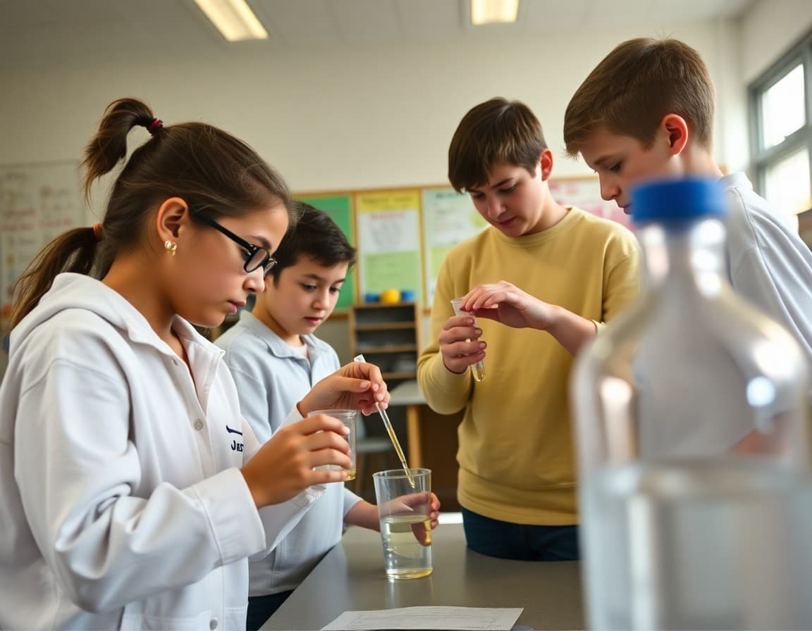 Montana students testing water quality samples in a school environmental science lab