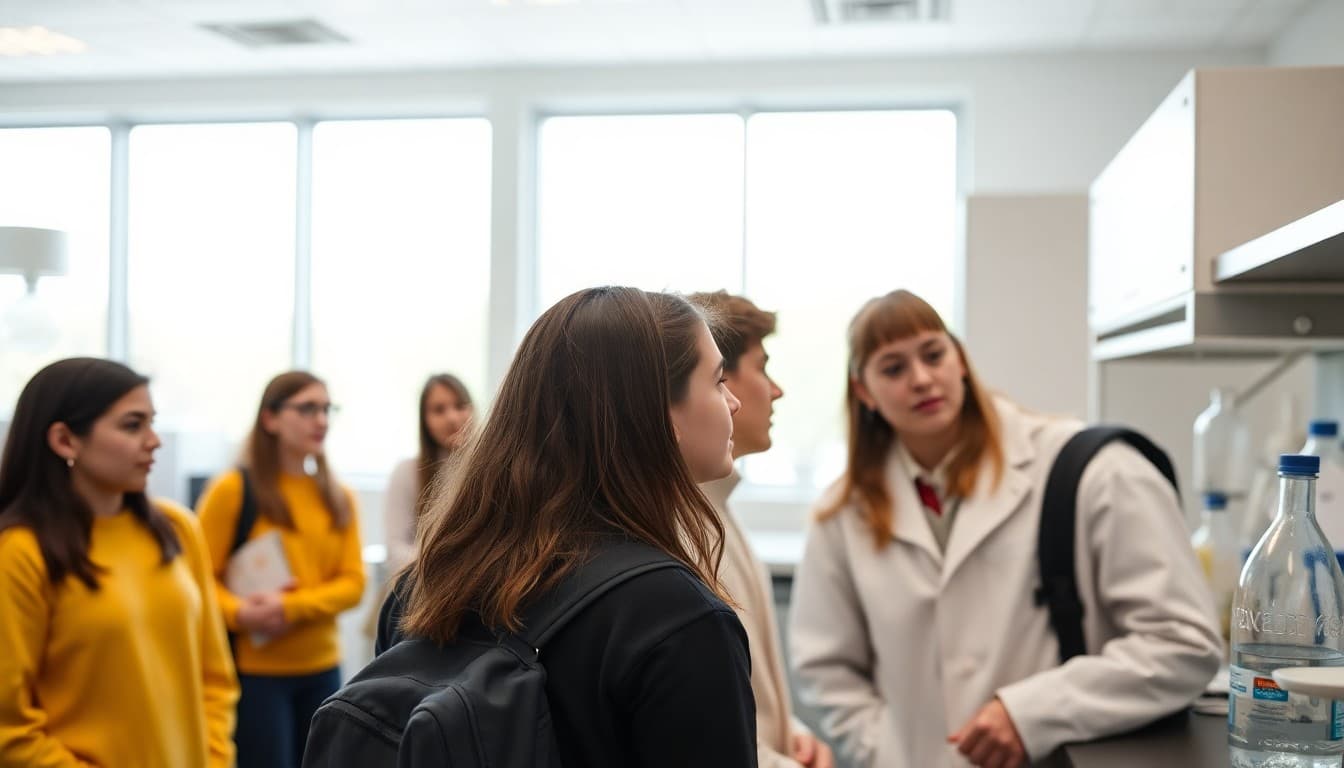 North Carolina students visiting a biotech research facility at Research Triangle Park