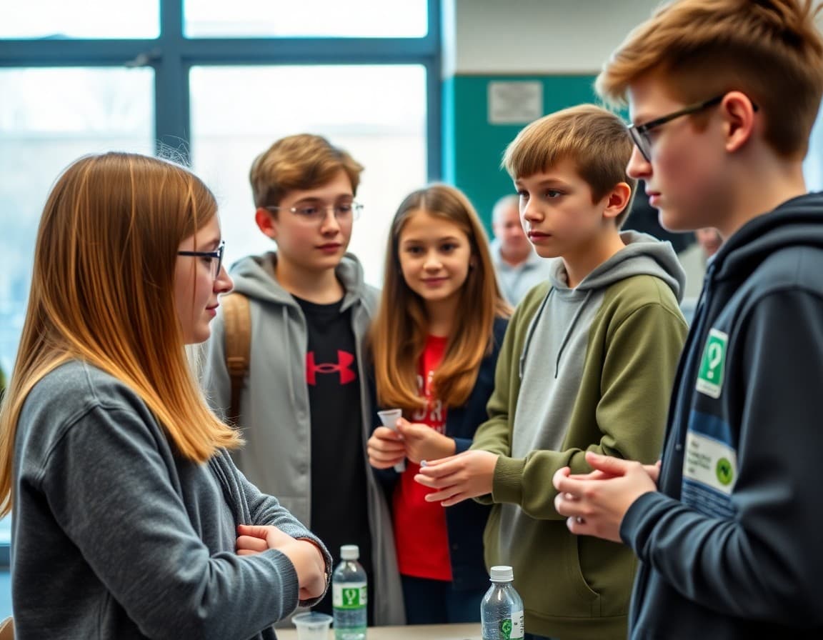 Pennsylvania students presenting biotech research at a school science fair