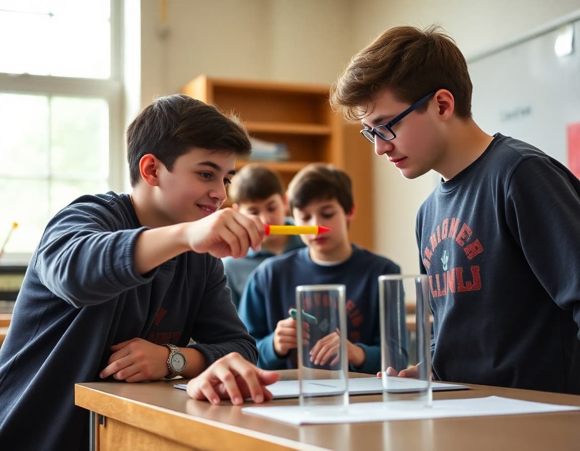 High school physics club students launching a projectile for measurement experiment