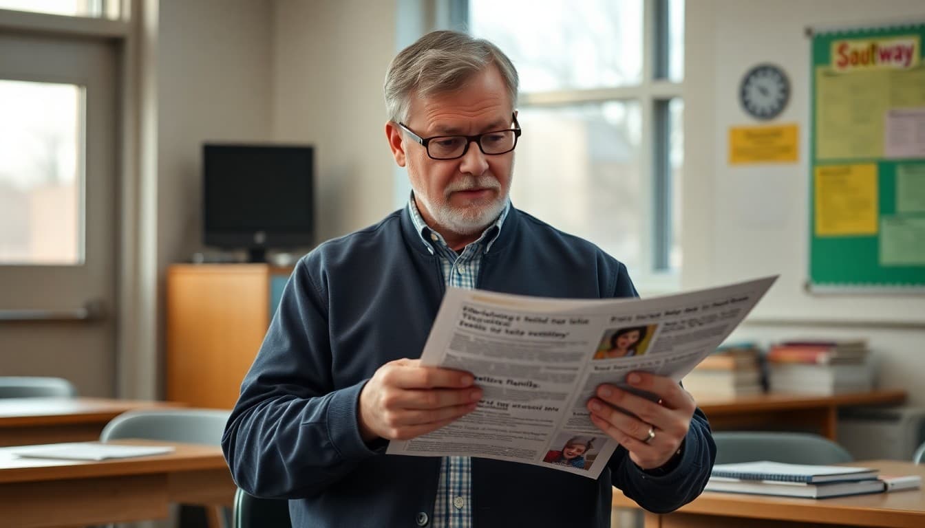 Wisconsin school superintendent preparing a district newsletter for community families