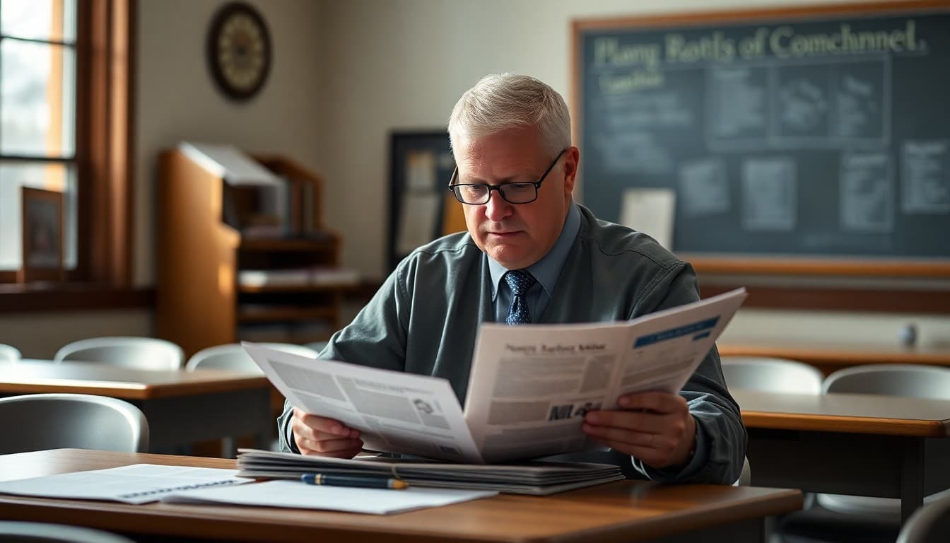 West Virginia school district superintendent working on a community newsletter