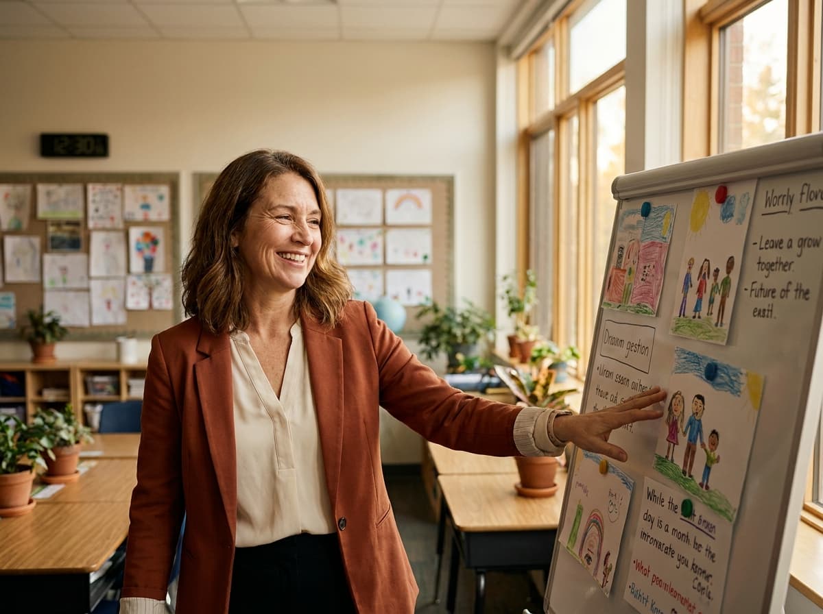 Teacher creating a school newsletter with Daystage