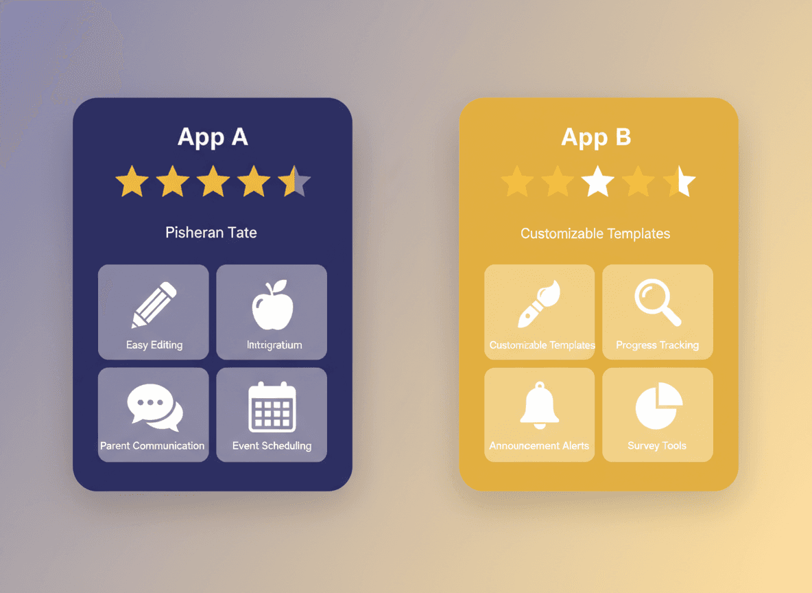 Simple newsletter interface showing classroom update with events and reminders