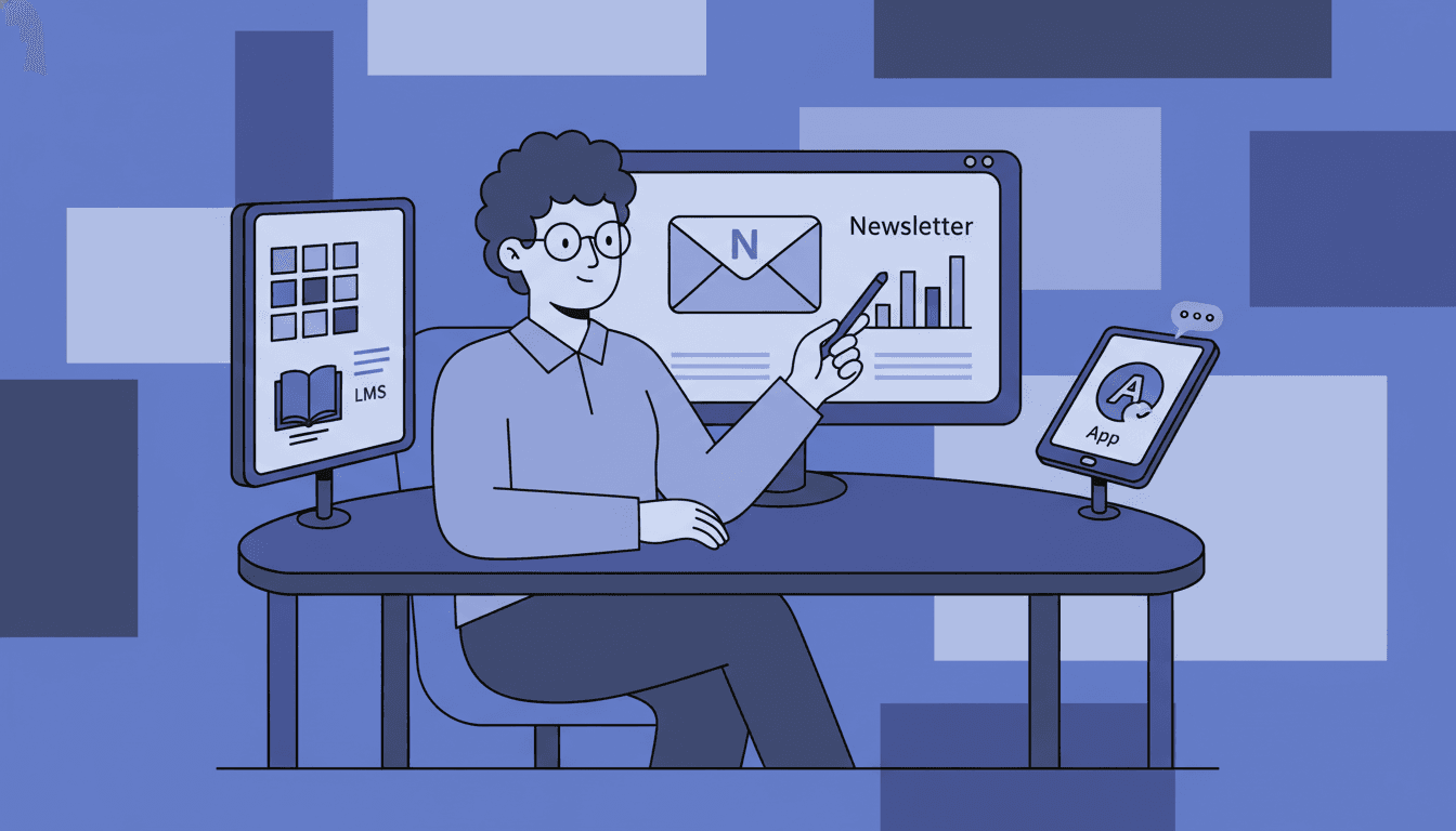 School administrator reviewing multiple communication platforms on a screen