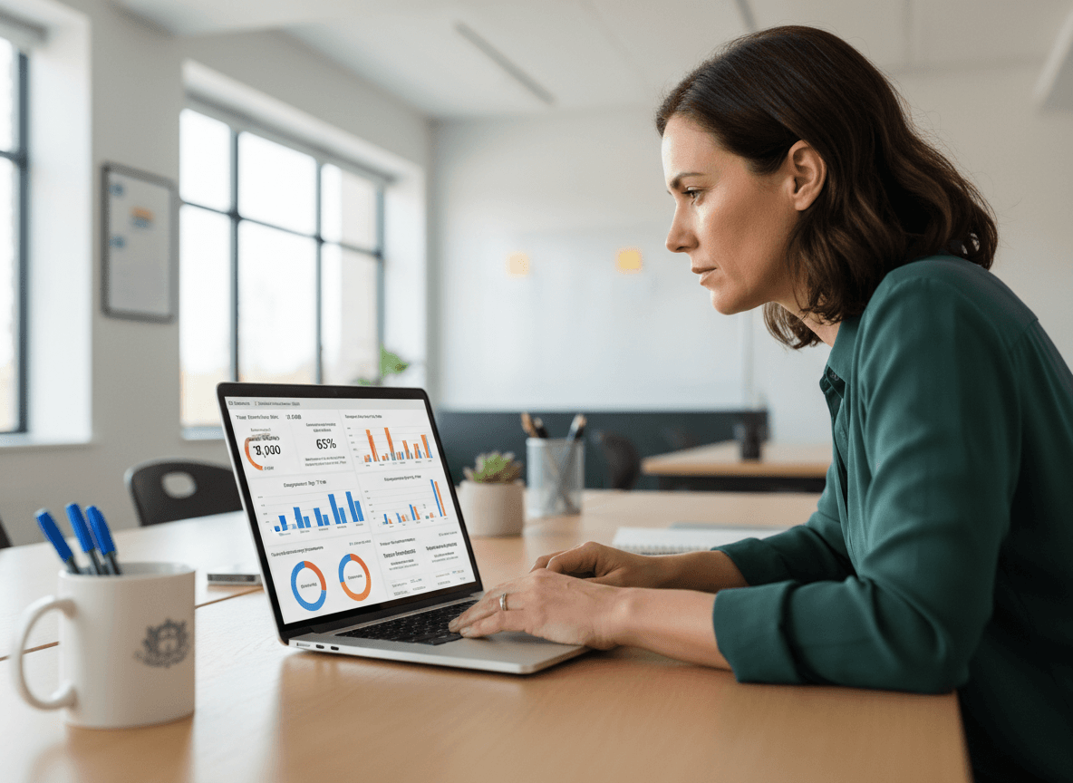 School newsletter analytics dashboard showing open rates and parent reply metrics