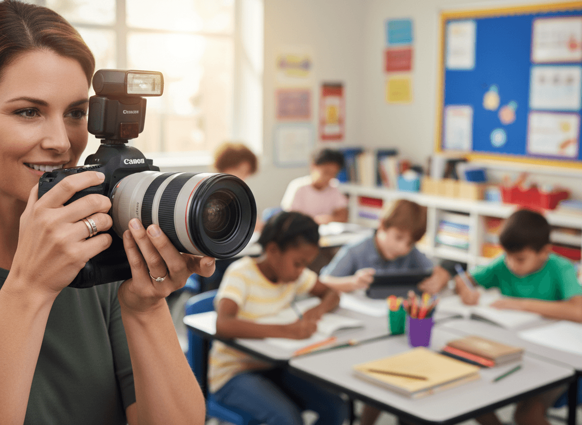 School newsletter with classroom photos published with proper permissions
