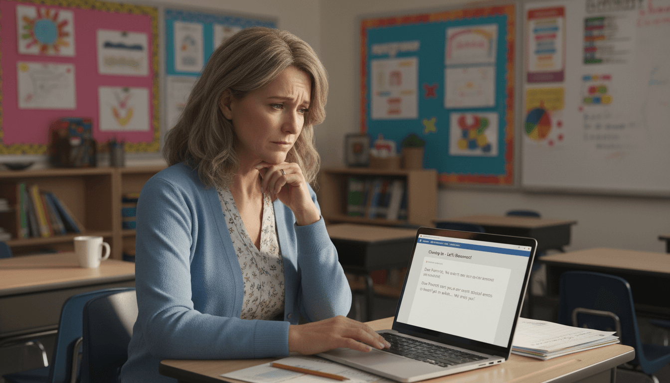 Teacher composing a re-engagement email for inactive school newsletter subscribers