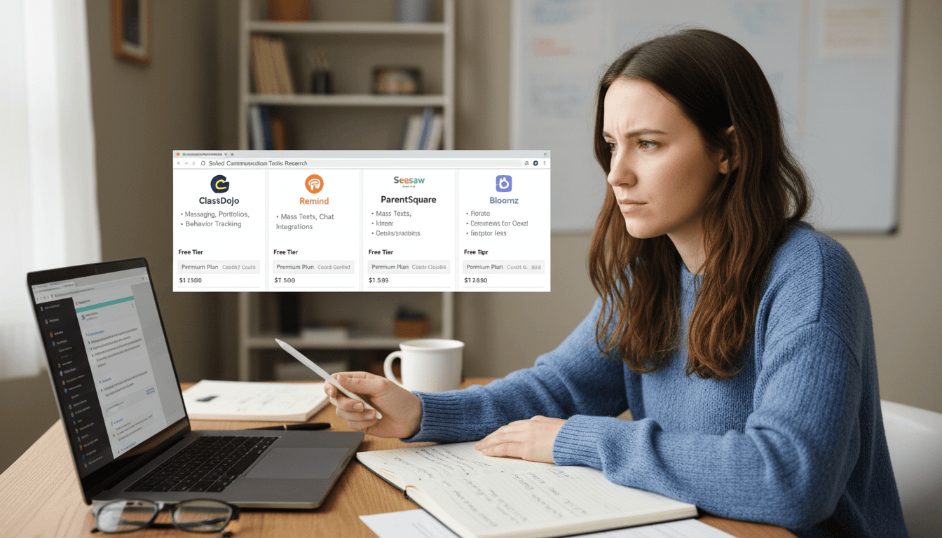 Side by side comparison of school newsletter software tools on different devices