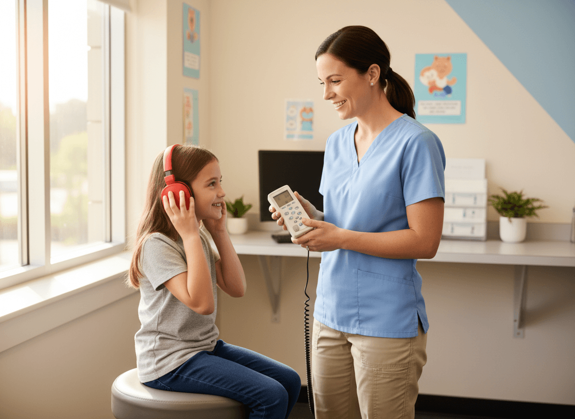 Newsletter section explaining school vision screening results and steps for families who receive a referral