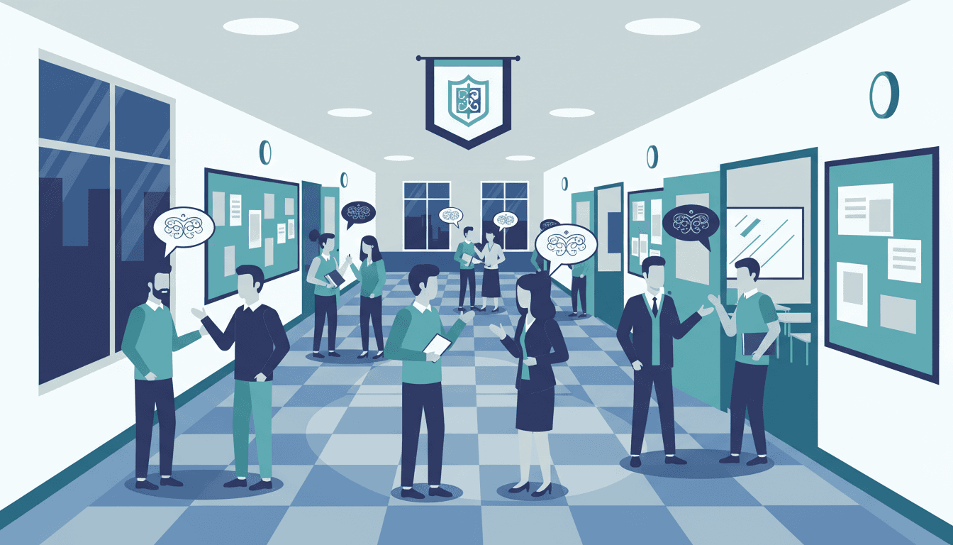 High school parents walking through hallways for open house night, following a student schedule map