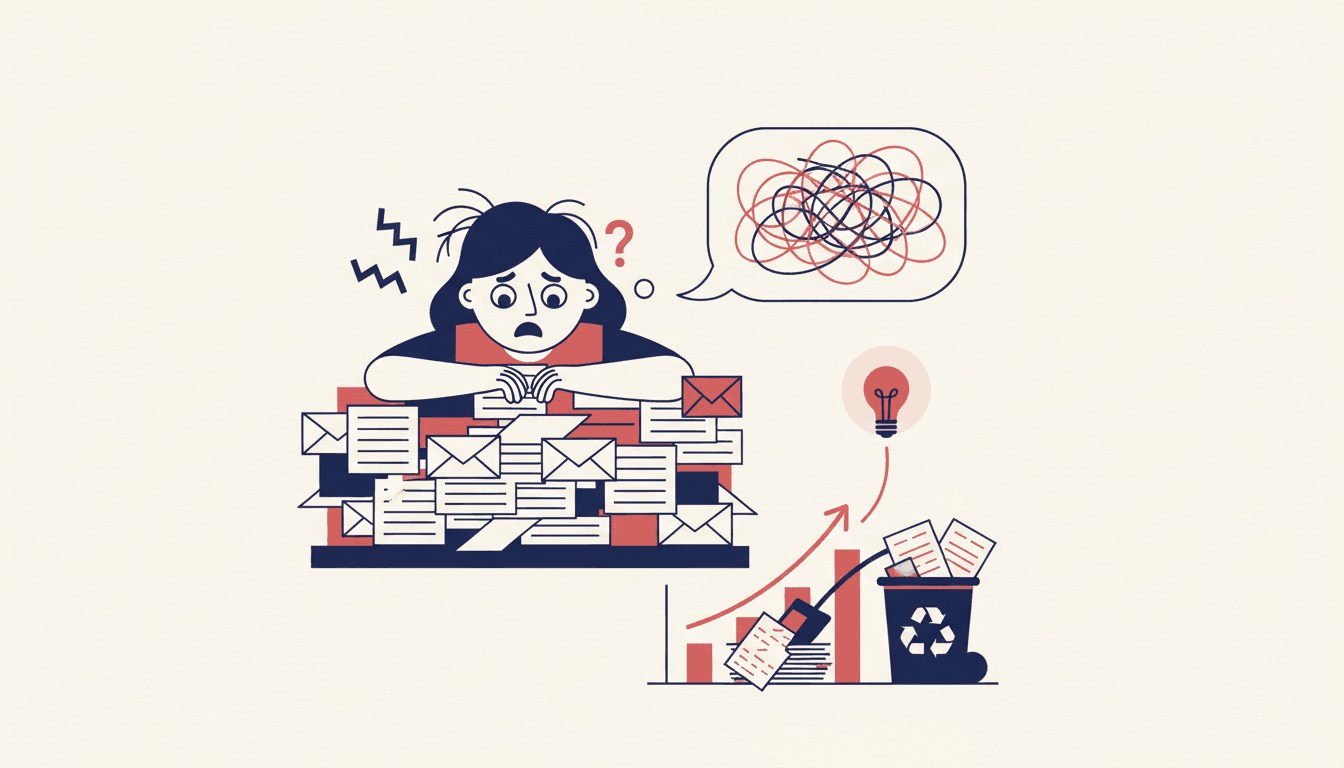 Frustrated new teacher staring at an inbox full of unanswered parent emails at a classroom desk late in the afternoon