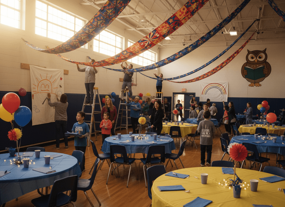 PTA event newsletter showing countdown, volunteer sign-up links, and event detail sections