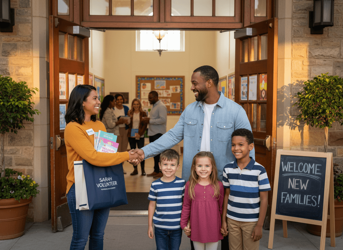Welcome newsletter showing school community overview, PTA introduction, and first-week tips