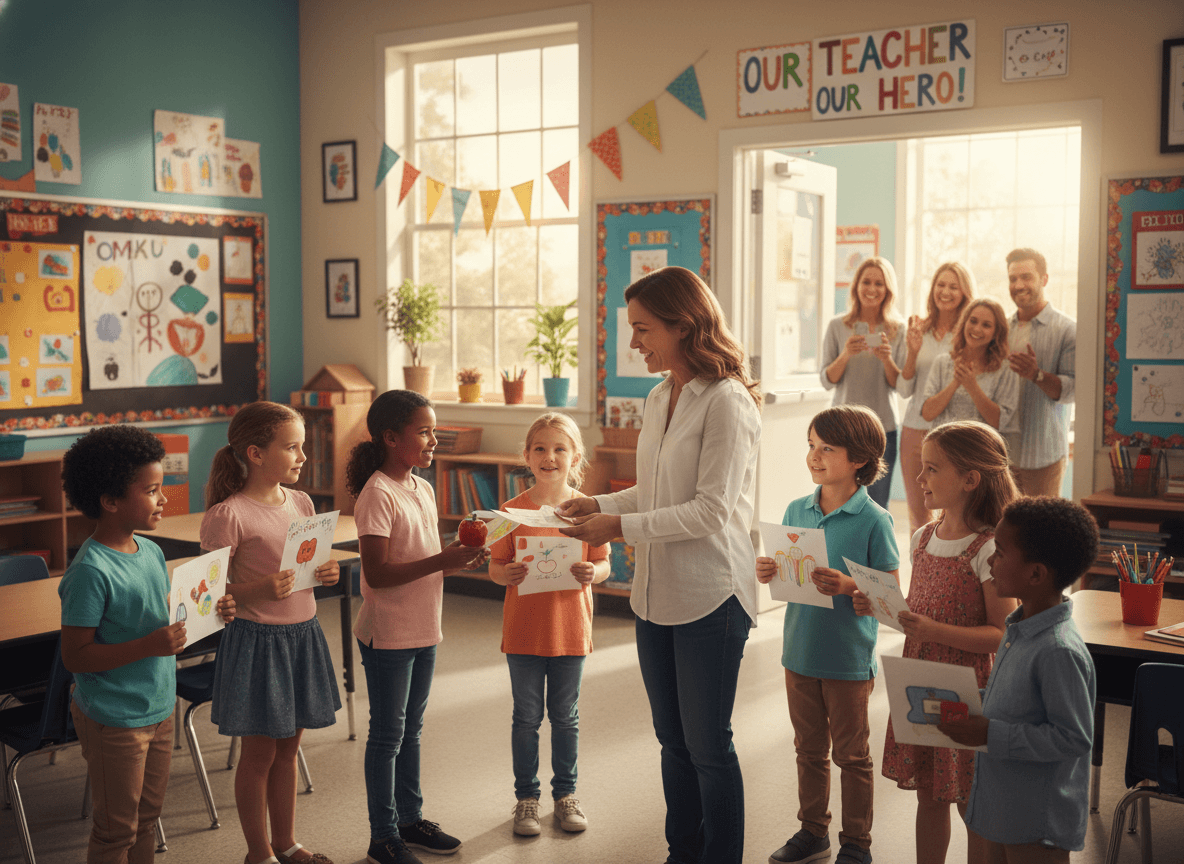 Teacher appreciation week newsletter showing daily themes and contribution sign-up options