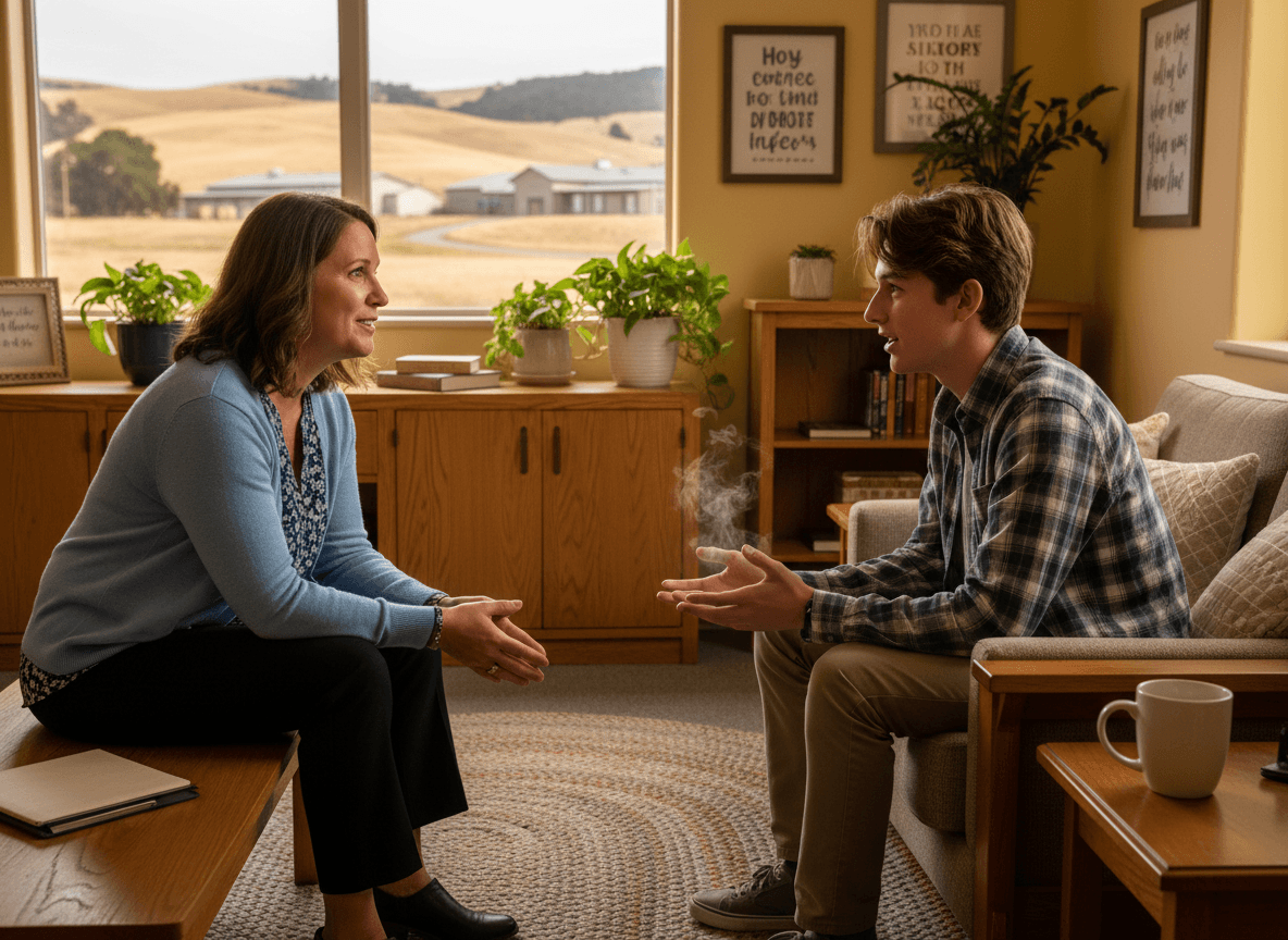 Newsletter section listing mental health resources and wellness tips for rural school families