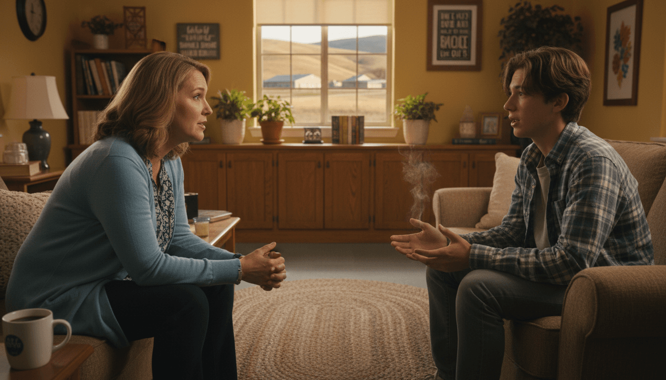 School counselor speaking with a student at a rural school with limited mental health staffing