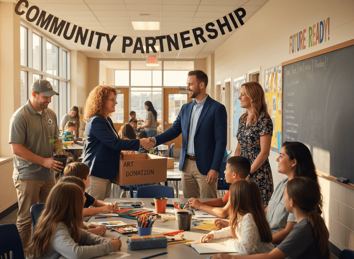 Newsletter section highlighting community partners and local business supporters
