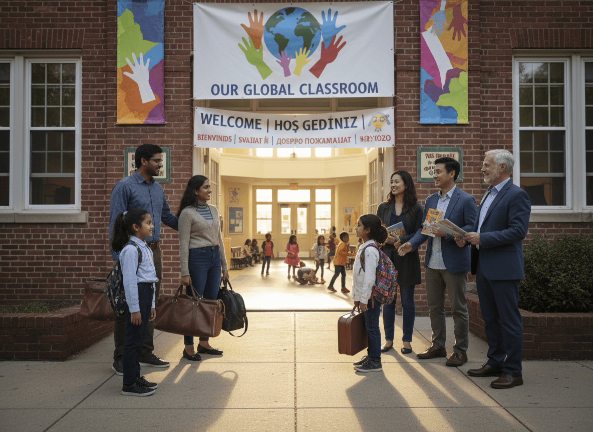 Bilingual school newsletter designed for migrant agricultural families with Spanish and English text