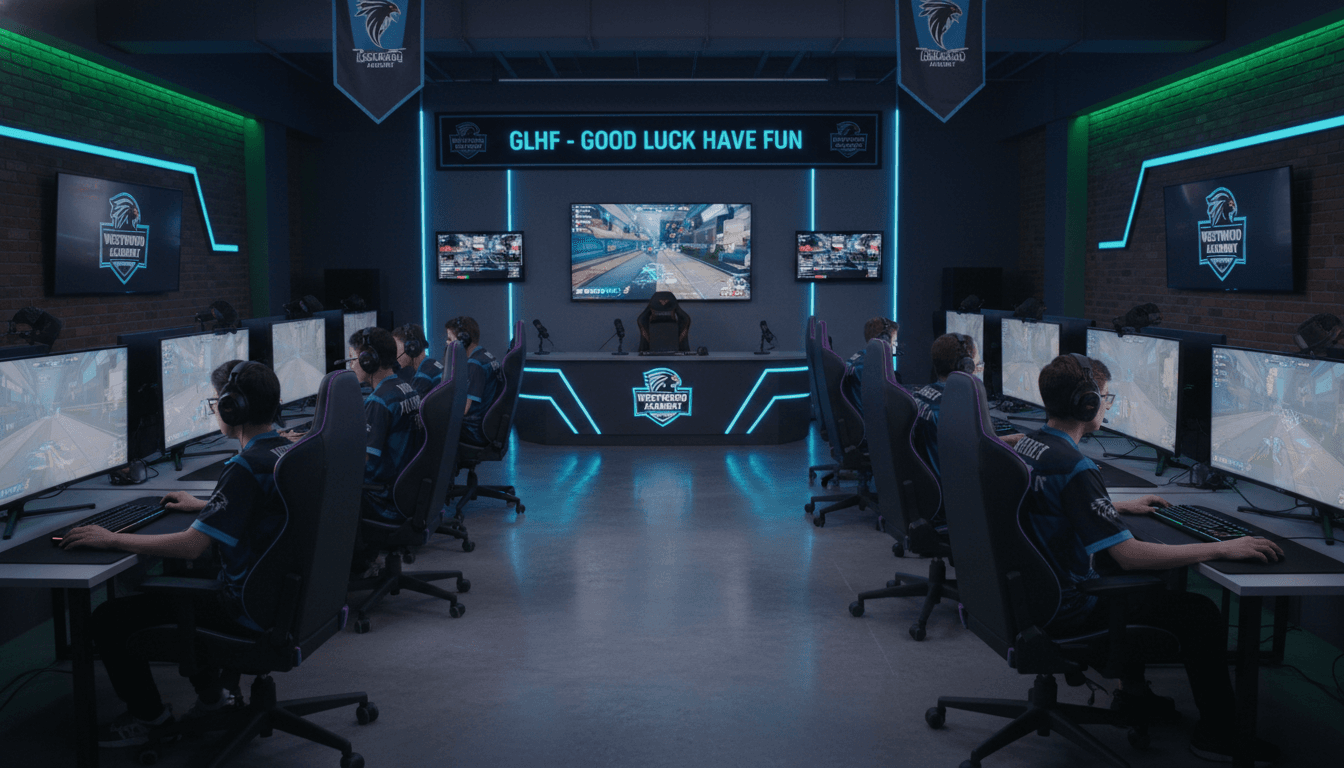 High school esports team competing at gaming stations in a dedicated school esports lab