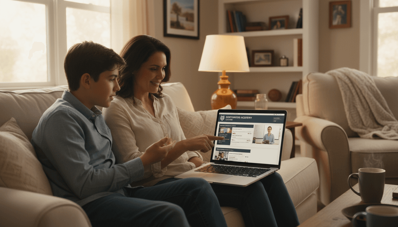 Parent setting up a parent observer account in Canvas on a laptop at home